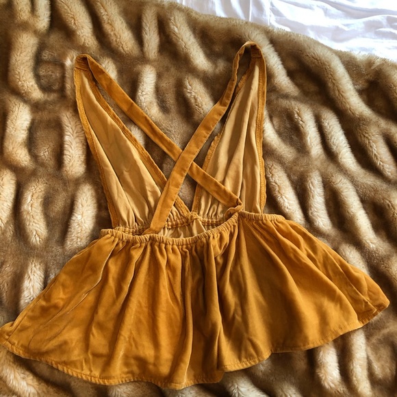 Urban Outfitters Yellow Velvet V Neck Top XS - Picture 5 of 8